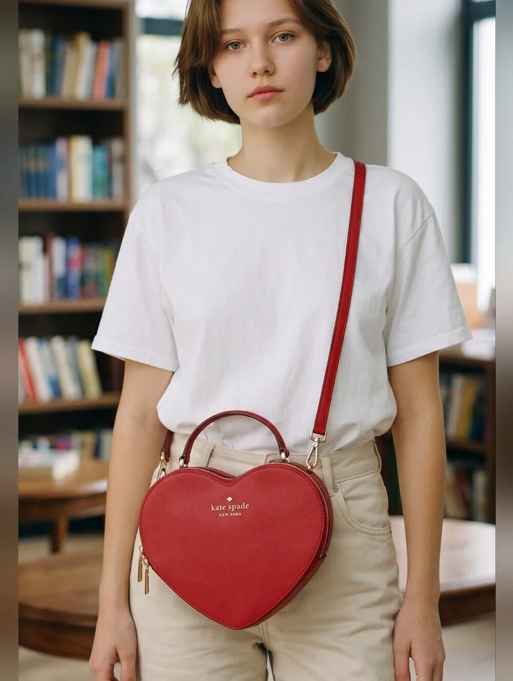 NEW Kate Spade New York ♠️ Red Leather Heart Crossbody